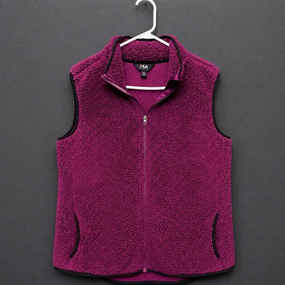 Fila Sport Women's Purple Sherpa Fleece Zip Vest XXL